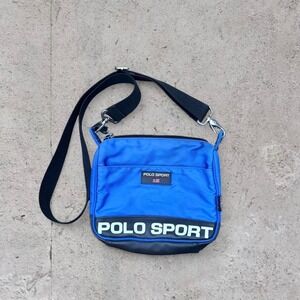 Rare Vintage Polo Sport ralph lauren cross body bag with zipper pockets blue
